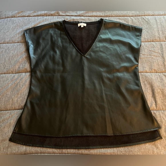 S’Edge Joan Black Fringe V-Neck Faux Leather Top size M - Picture 10 of 12